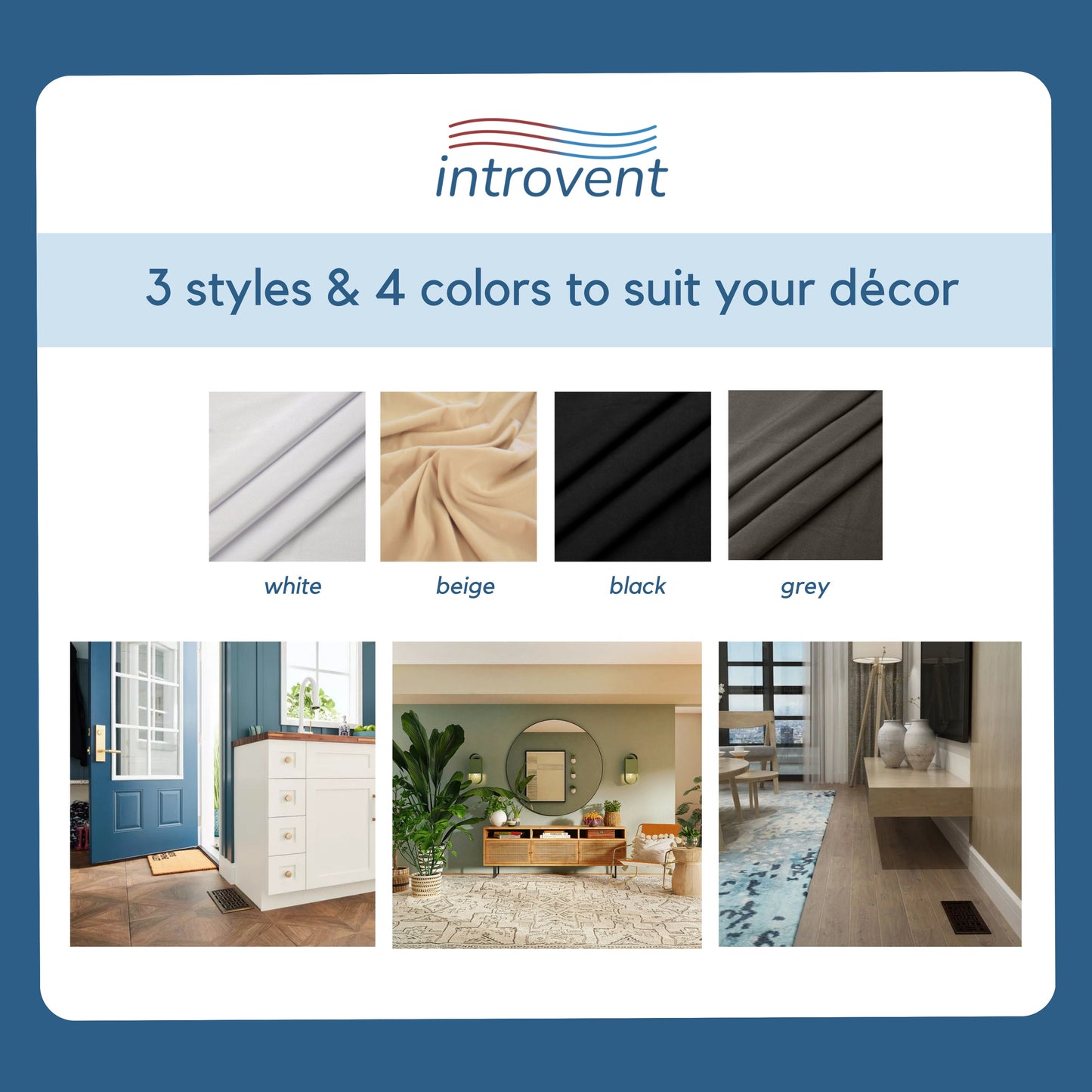 Introvent Tube - (2 pack) - Fabric Air Deflector/Register Vent Cover for Floors, Ceilings & Walls - Improve Airflow and Comfort