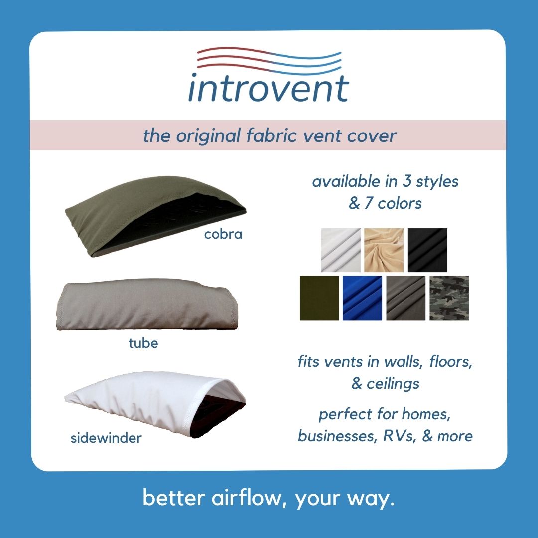 Introvent Tube - (4 pack) - Fabric Air Deflector/Register Vent Cover for Floors, Ceilings & Walls - Improve Airflow and Comfort